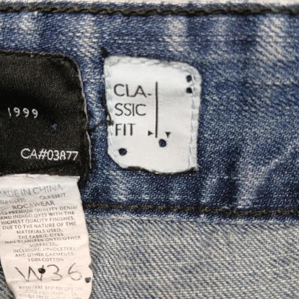 Rocawear R+ Jeans Men's 36x32 Blue Relaxed‎ Straight Denim